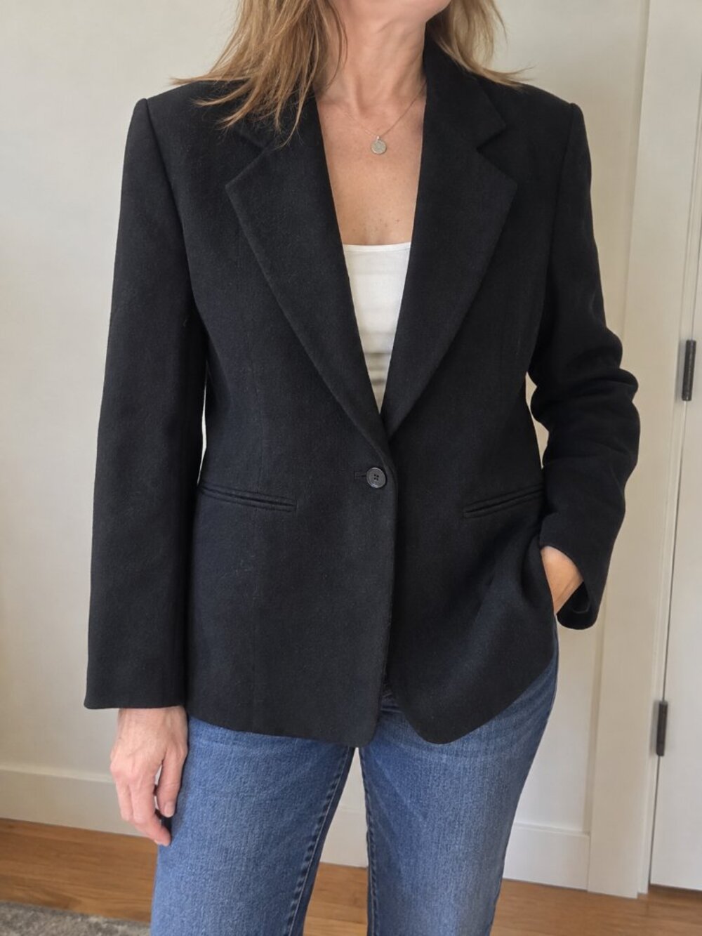 Sag Harbor Black Wool Blazer Single Button Size 10